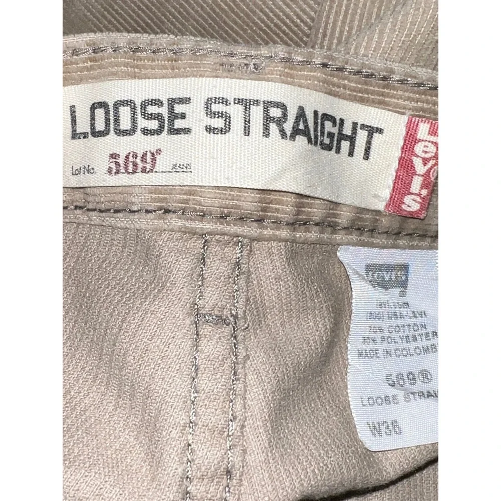 Levis 569 Loose Straight Corduroy Pants Mens 36x30 Tan Khaki Beige 5 Pocket